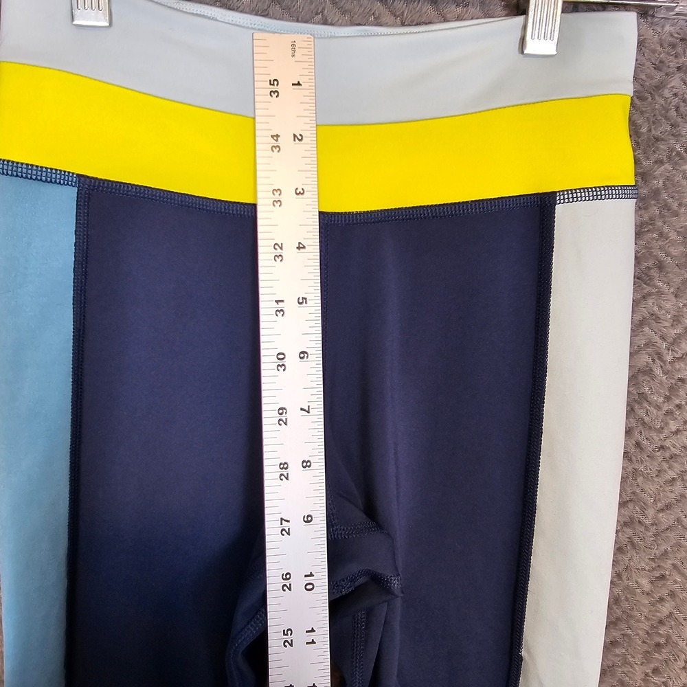Nike Dri-FIT Womens Colorblock Leggings‎ Navy Blue Yellow Athletic Tights Small - Picture 3 of 11